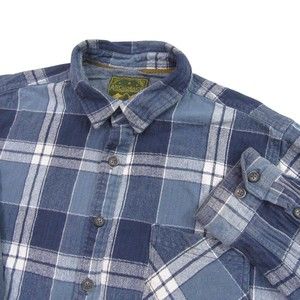 Anchorage Mens Flannel Shirt Fits XL (Labeled XXL) Blue Check Plaid